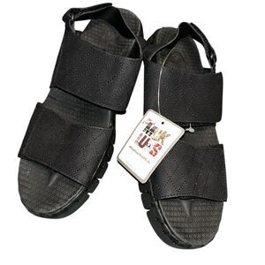 Muk Luks Black Comfort Sport Sandals Adjustable Strap Shoes Size 8 & 8.5